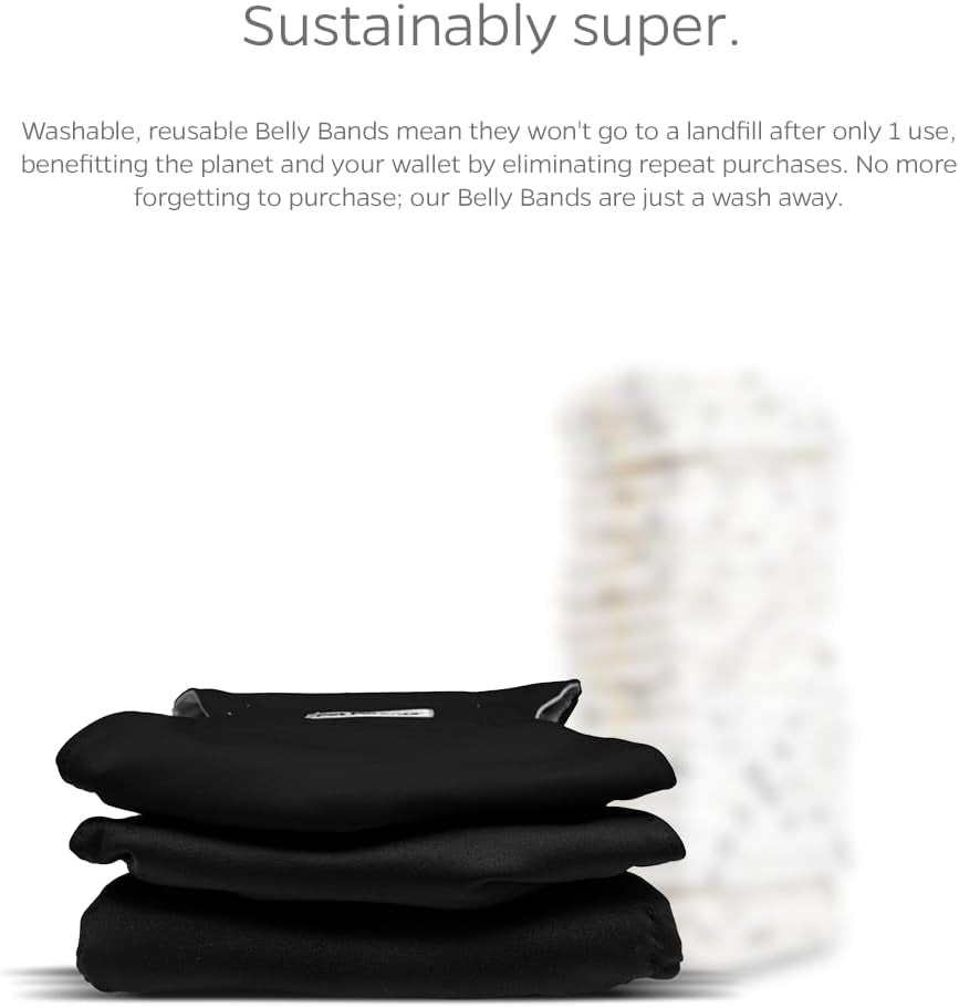 ® Washable Belly Bands for Male Dogs (3Pack) + Extendrs® of Durable Dog Diapers Male, Premium Male Dog Diapers & Dog Wraps (Large, Black)